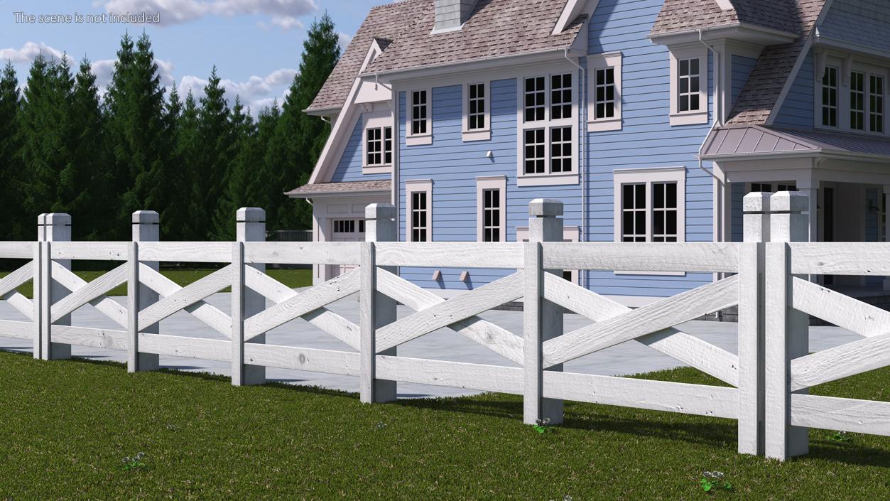 Ranch Fence White 3D