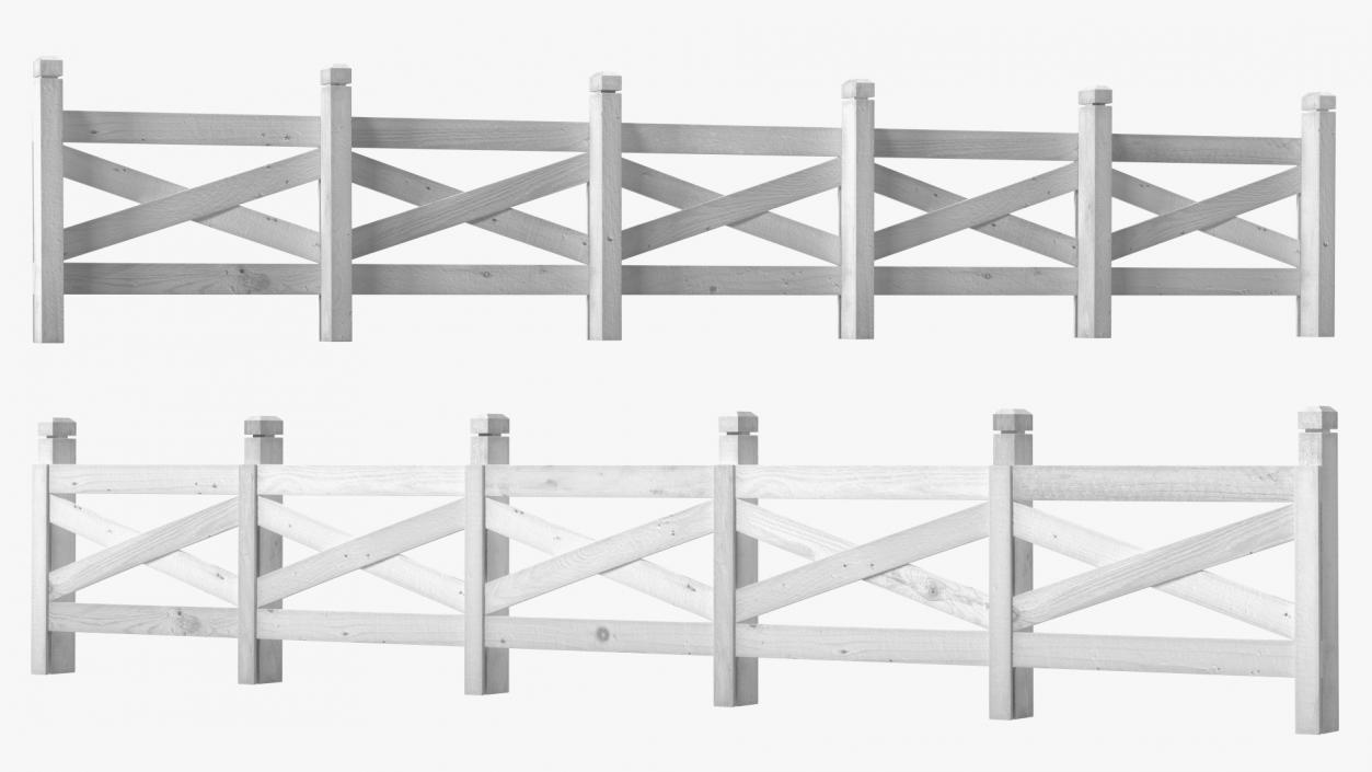 Ranch Fence White 3D