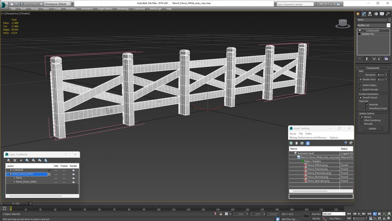 Ranch Fence White 3D