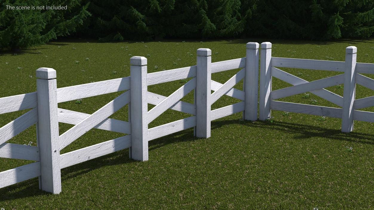 Ranch Fence White 3D