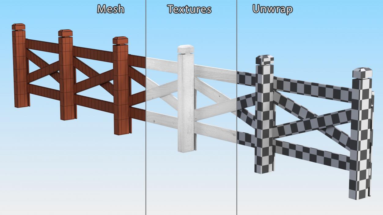 Ranch Fence White 3D