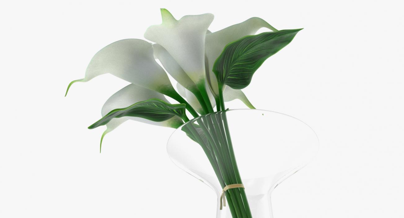 Calla Lilies Bouquet in Glass Vase 3D model