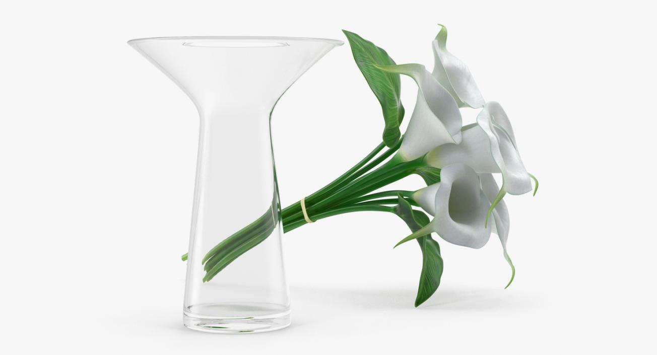 Calla Lilies Bouquet in Glass Vase 3D model