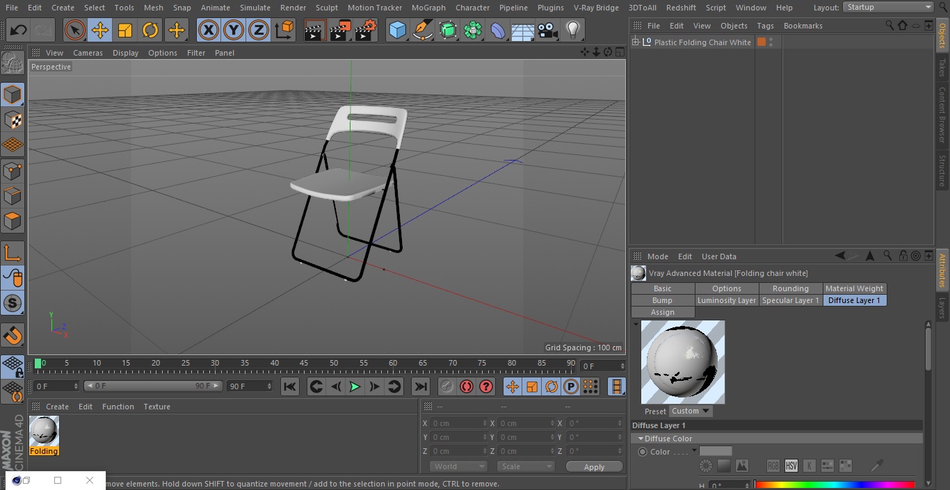 Plastic Folding Chair White 3D