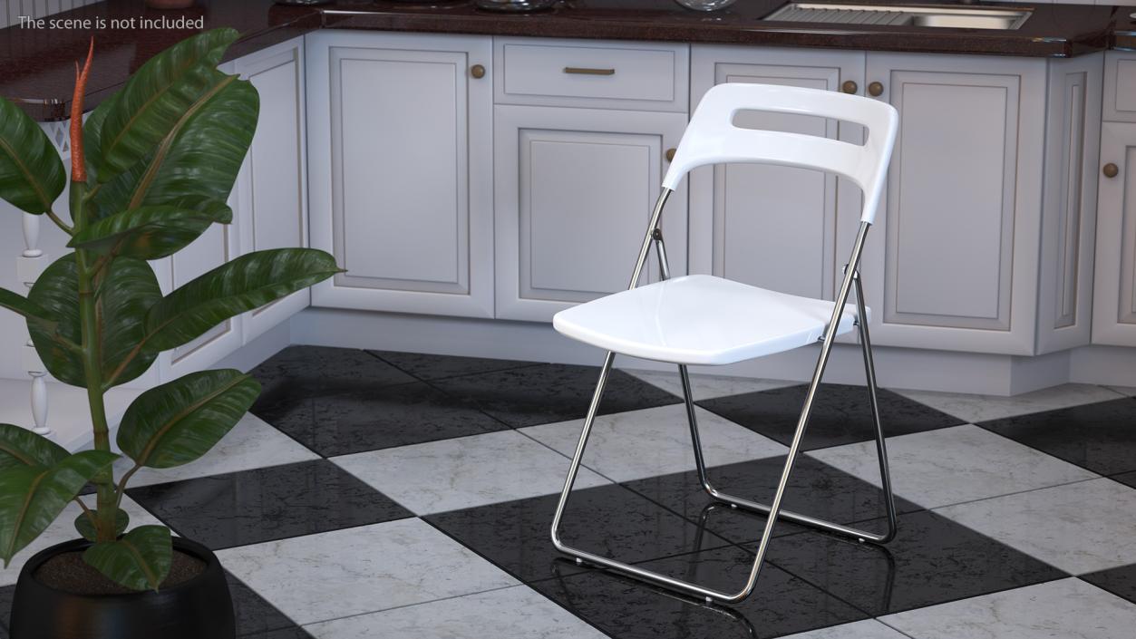 Plastic Folding Chair White 3D