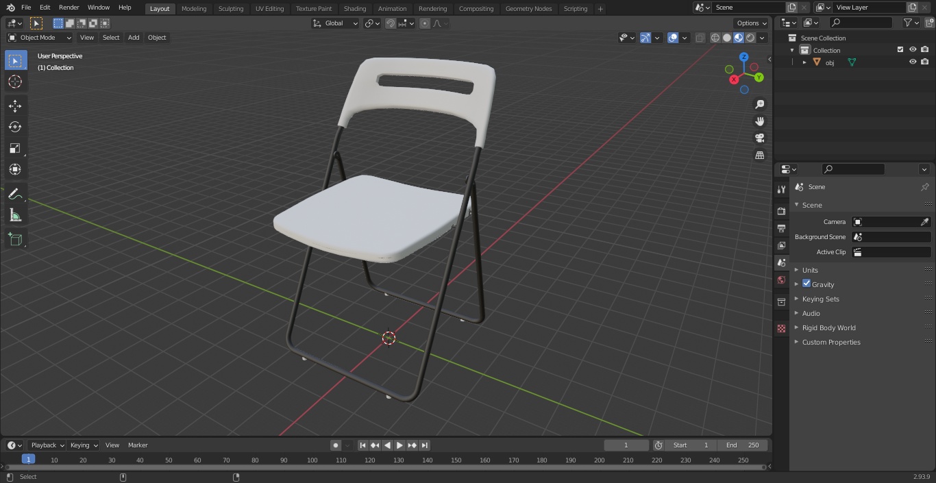 Plastic Folding Chair White 3D