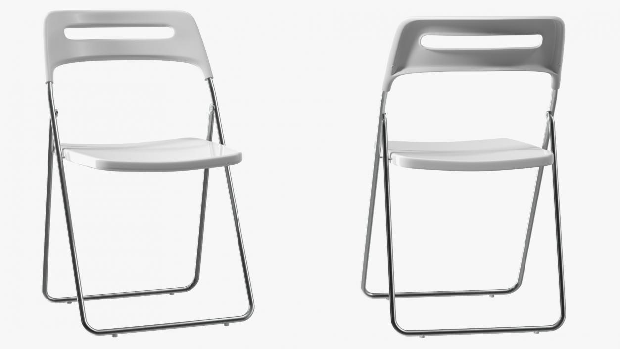 Plastic Folding Chair White 3D