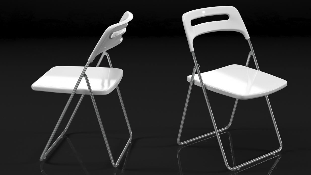 Plastic Folding Chair White 3D