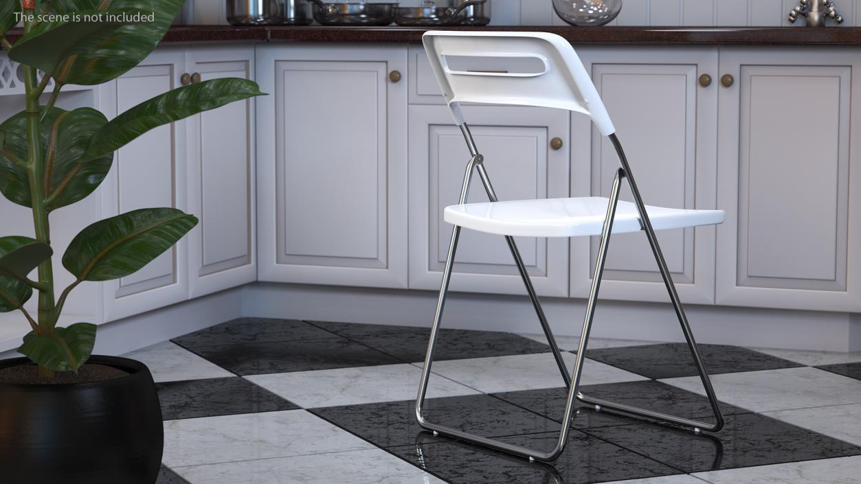 Plastic Folding Chair White 3D