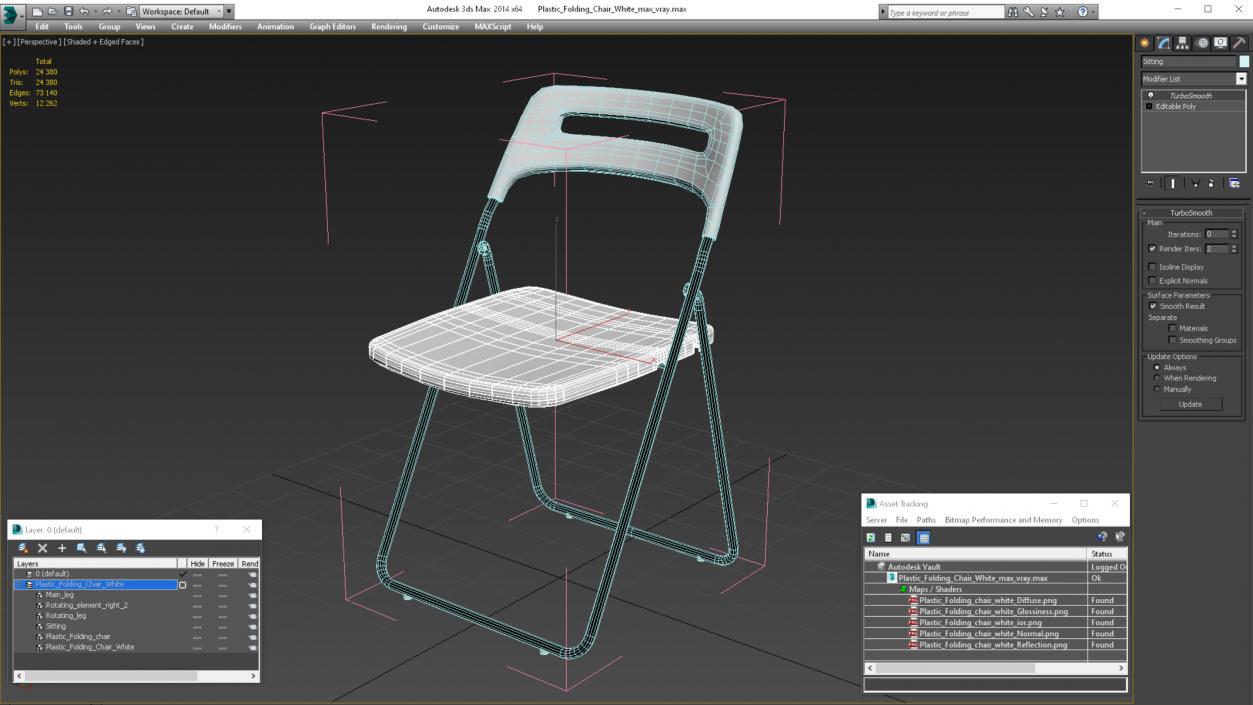 Plastic Folding Chair White 3D