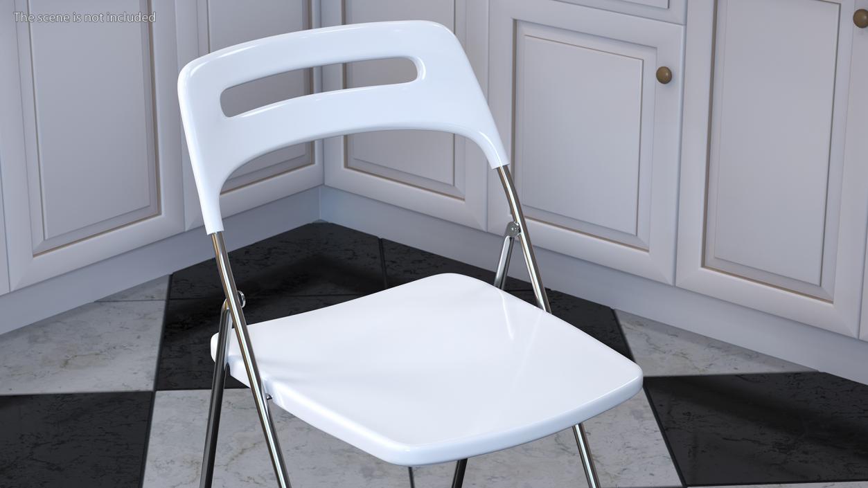 Plastic Folding Chair White 3D