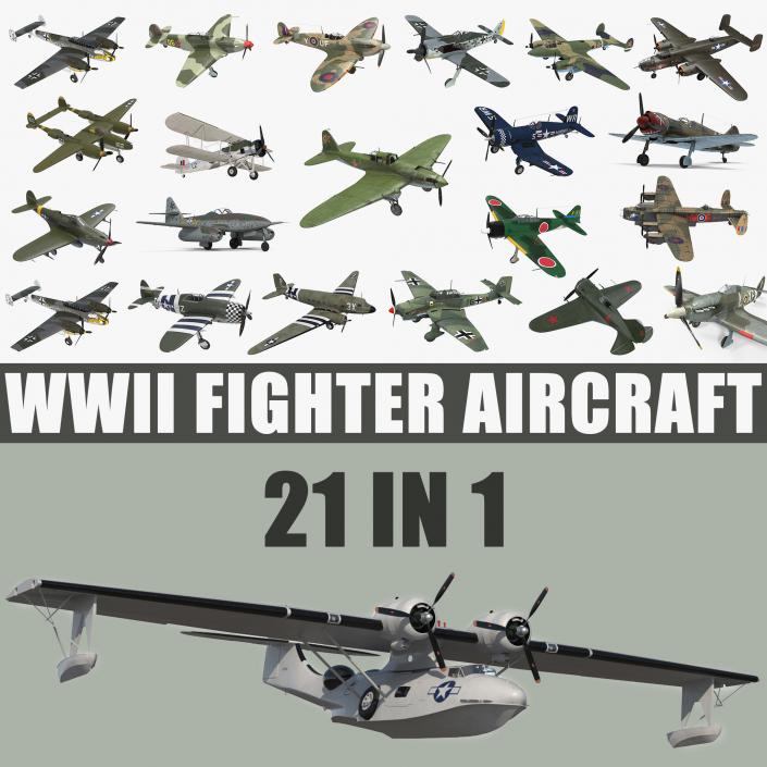 3D WWII Aircraft Big Collection model