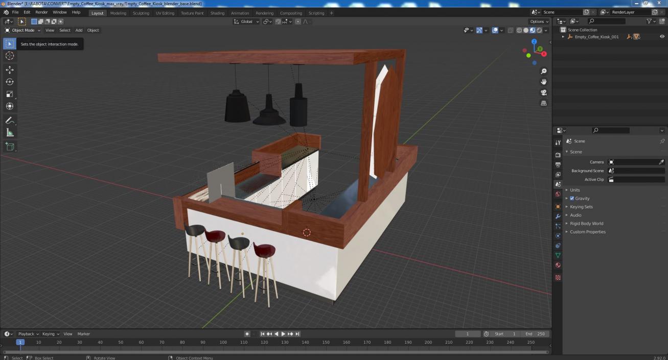 3D Empty Coffee Kiosk model