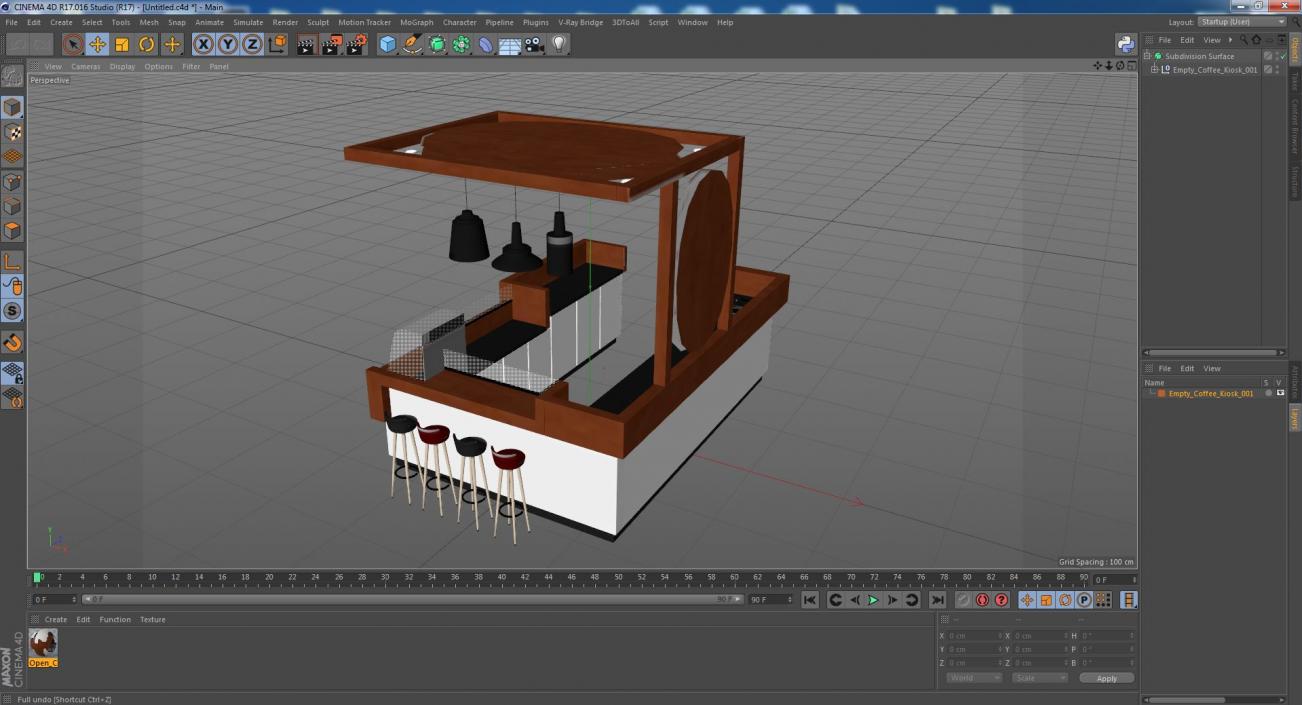 3D Empty Coffee Kiosk model