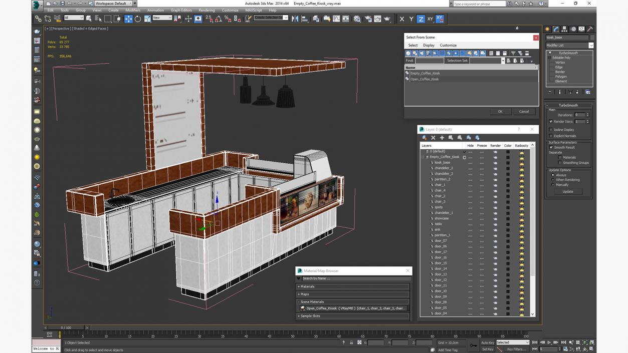 3D Empty Coffee Kiosk model