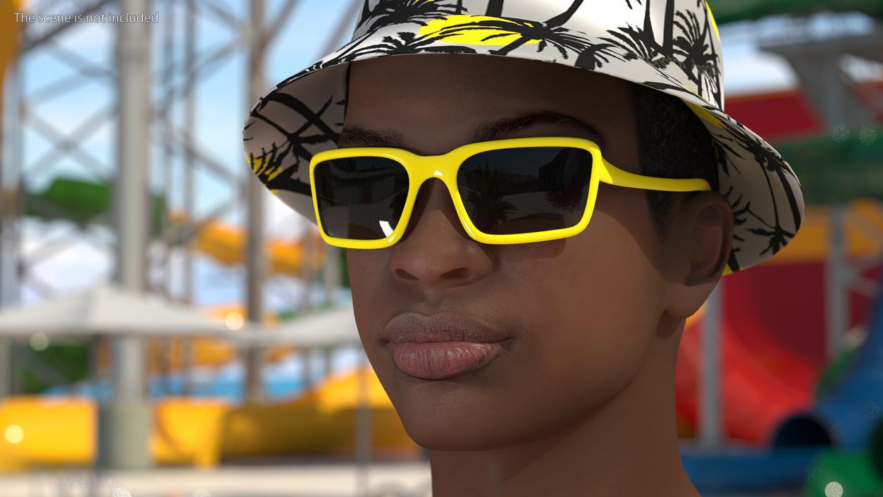 Dark Skin Teenager Beach Style T Pose 3D