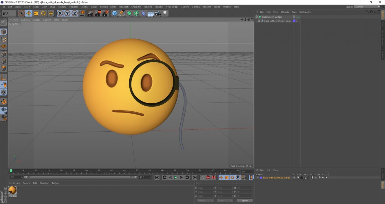 3D Face with Monocle Emoji model