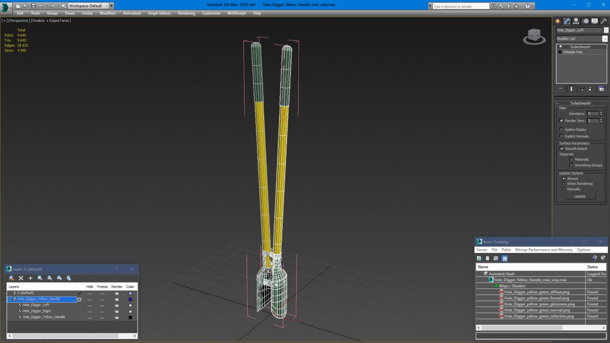 3D model Hole Digger Yellow Handle