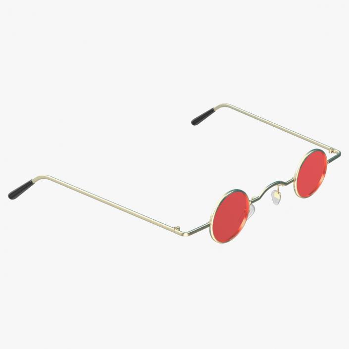 3D model Super Ditsy Small Round Hippie Sunglasses Red