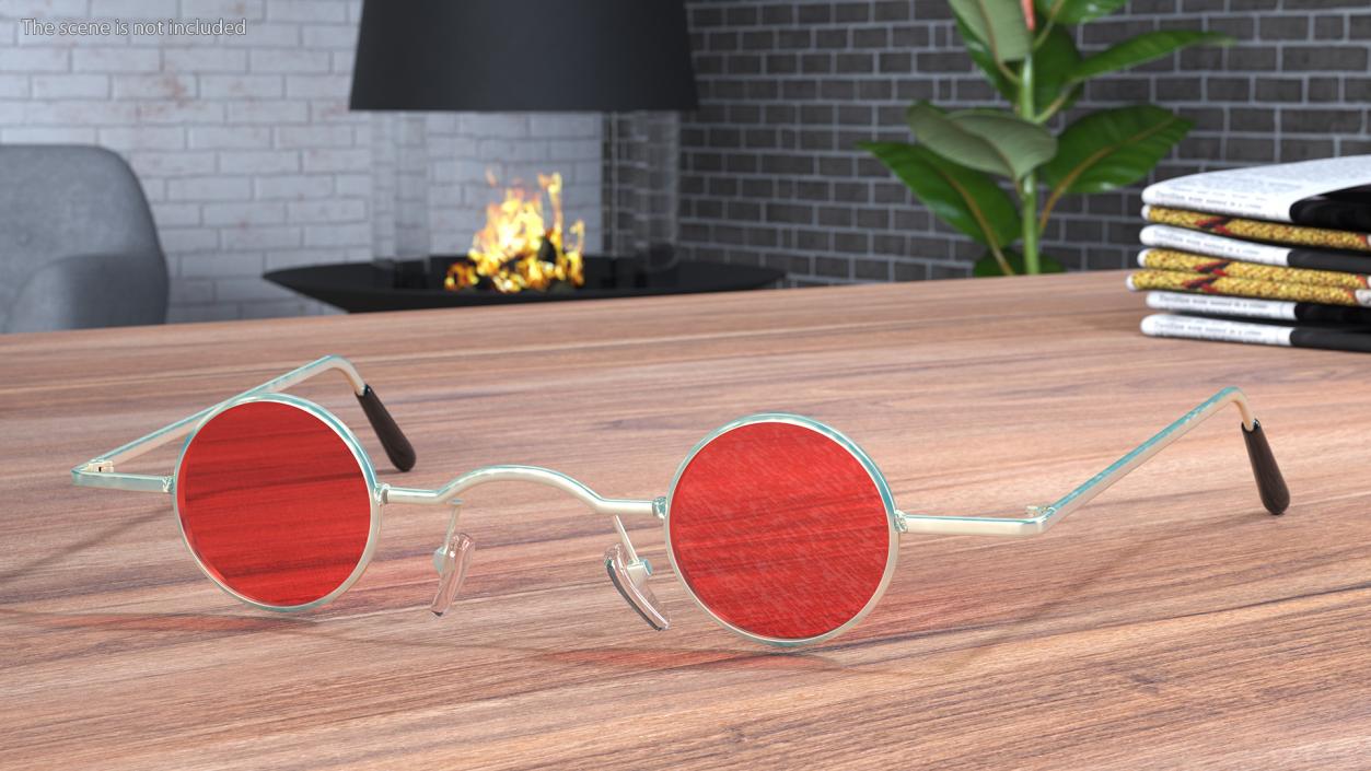 3D model Super Ditsy Small Round Hippie Sunglasses Red