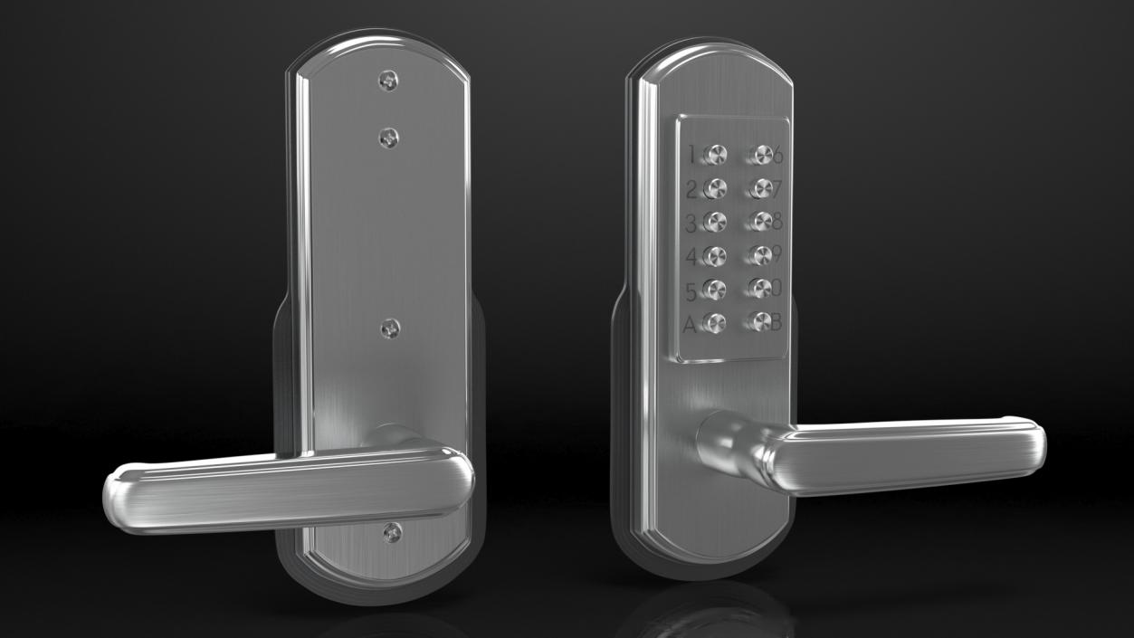 3D Push Button Door Lock Silver model