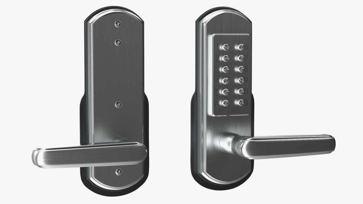 3D Push Button Door Lock Silver model