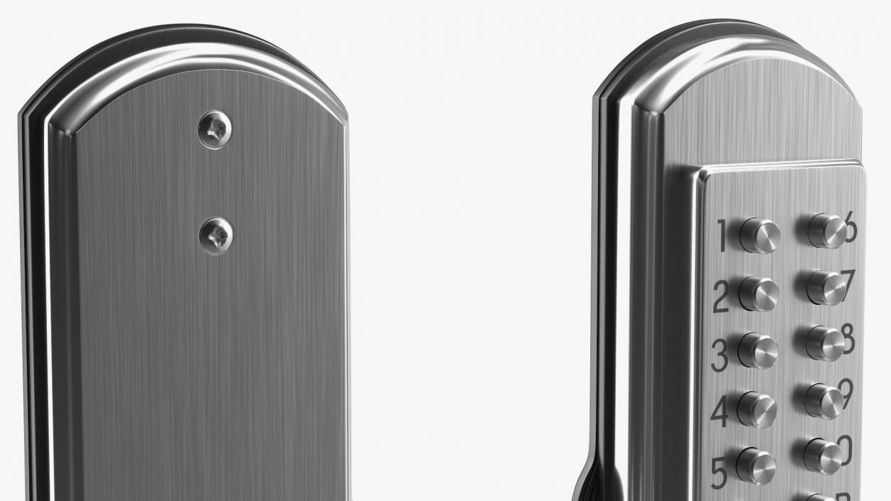 3D Push Button Door Lock Silver model