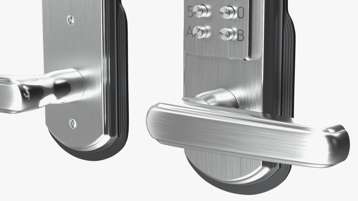 3D Push Button Door Lock Silver model