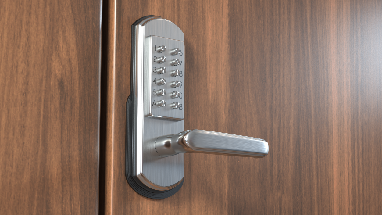 3D Push Button Door Lock Silver model