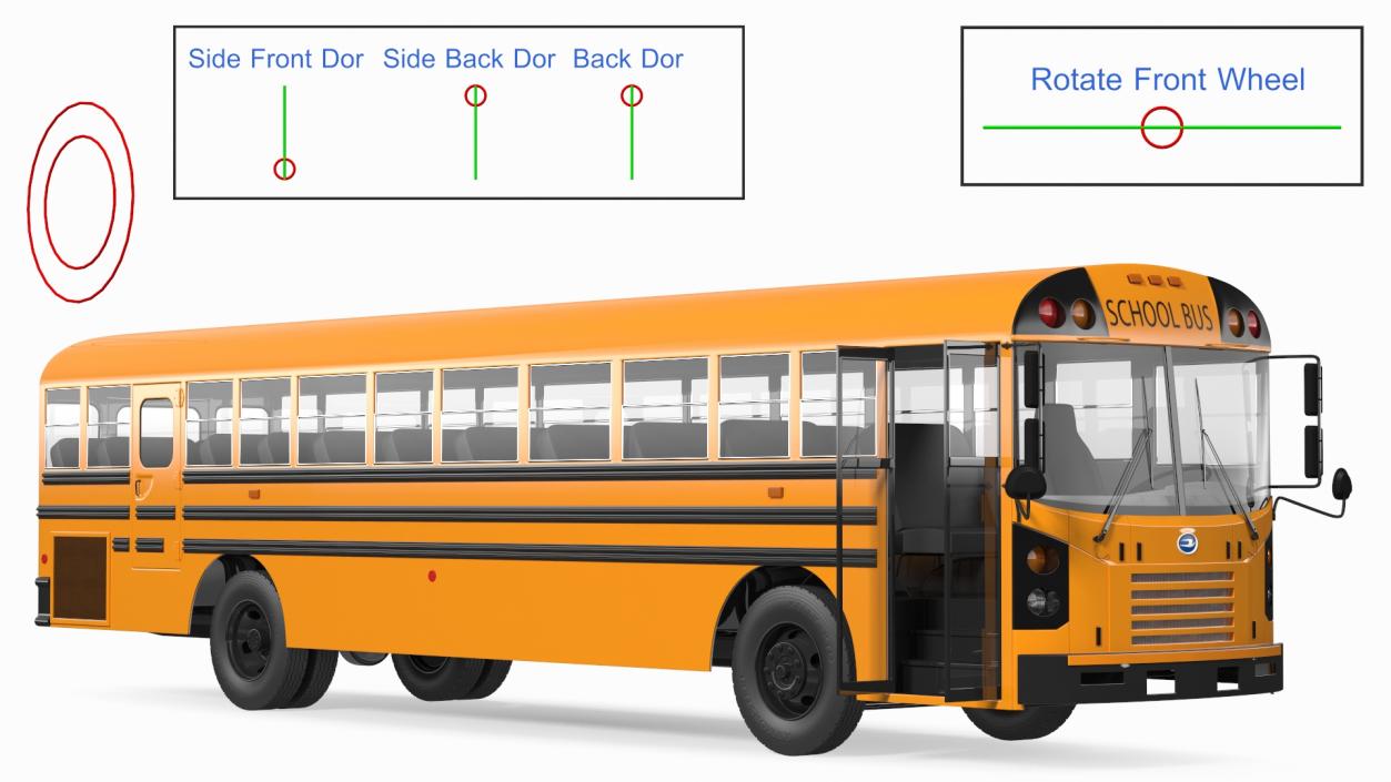 3D Blue Bird TX3 School Bus Rigged