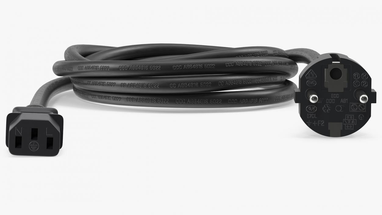 PC Power Cord European 3D