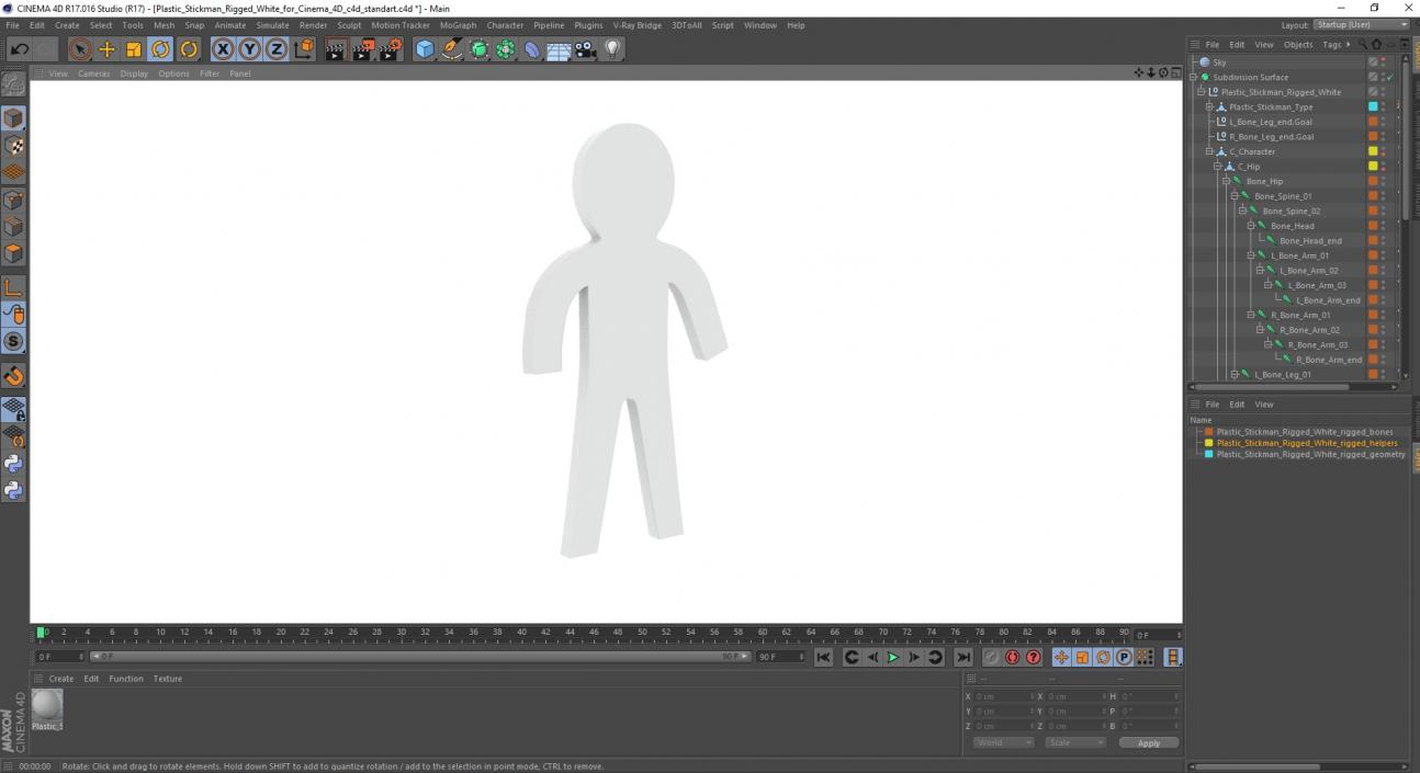 3D Plastic Stickman Rigged White for Cinema 4D model