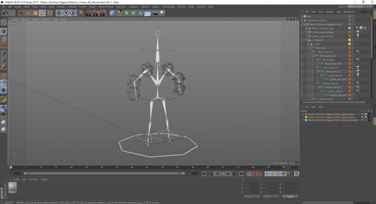 3D Plastic Stickman Rigged White for Cinema 4D model