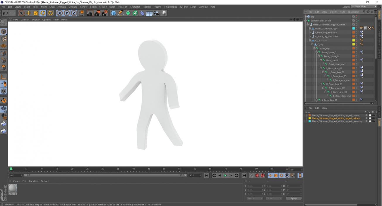 3D Plastic Stickman Rigged White for Cinema 4D model