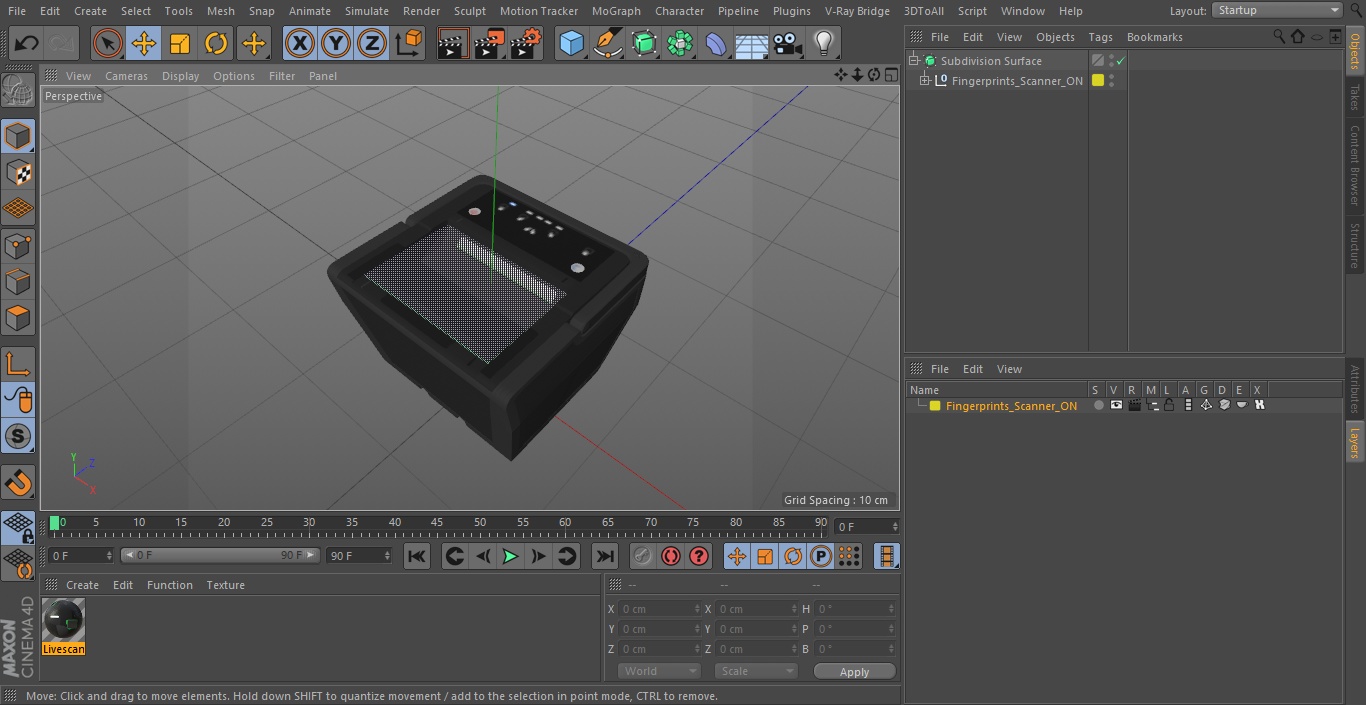 3D Fingerprints Scanner ON model