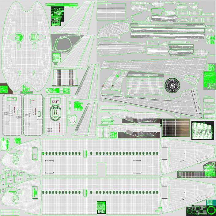 3D Airbus A220 100 Simple Interior