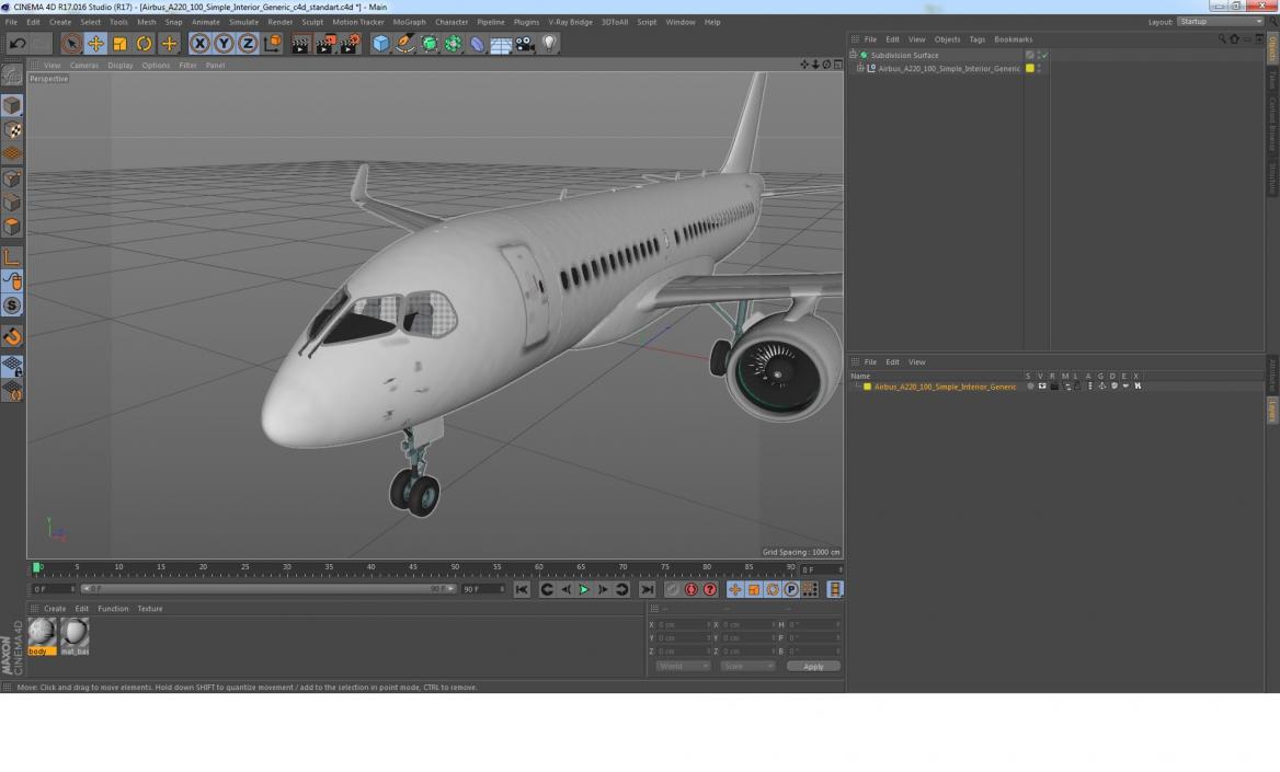 3D Airbus A220 100 Simple Interior