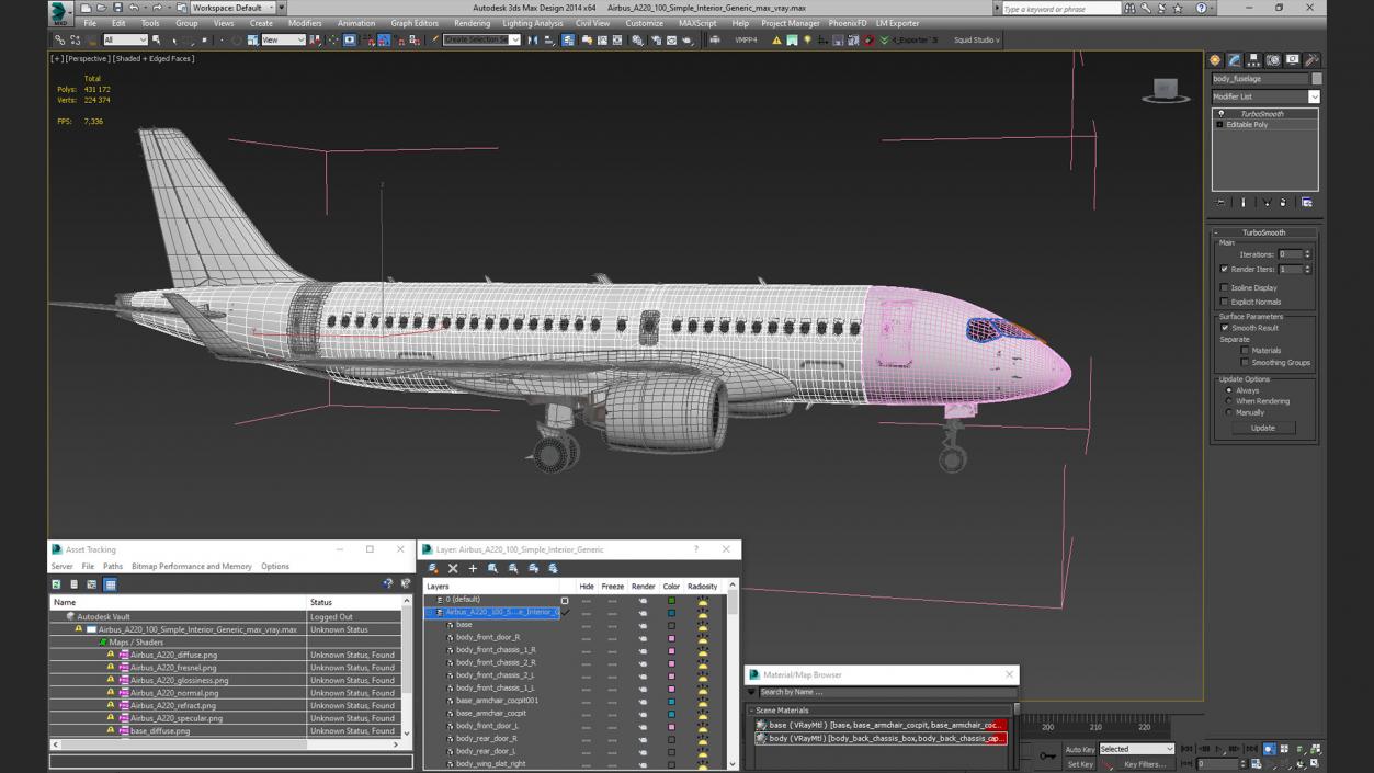 3D Airbus A220 100 Simple Interior