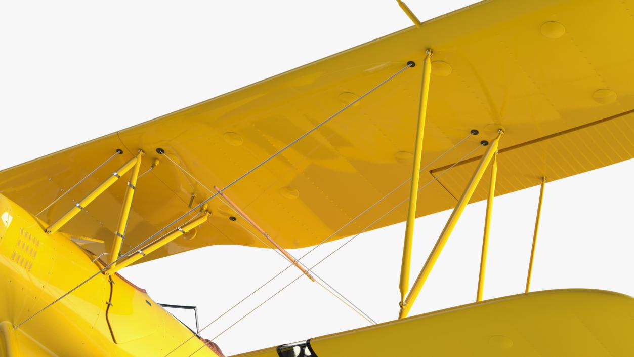 3D model Coastal Biplane YMF-5 Yellow Simple Interrior