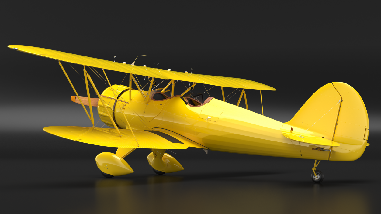 3D model Coastal Biplane YMF-5 Yellow Simple Interrior