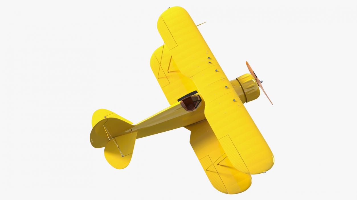 3D model Coastal Biplane YMF-5 Yellow Simple Interrior