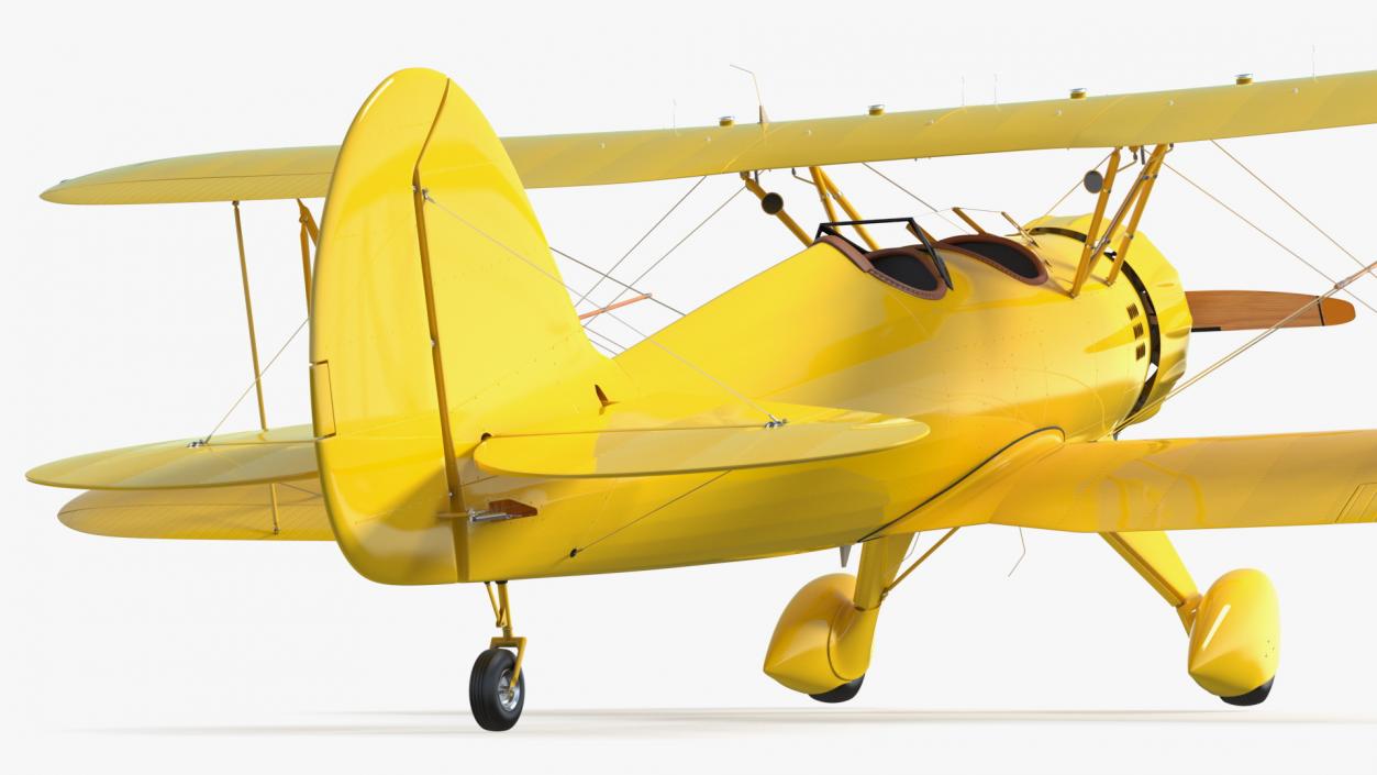 3D model Coastal Biplane YMF-5 Yellow Simple Interrior