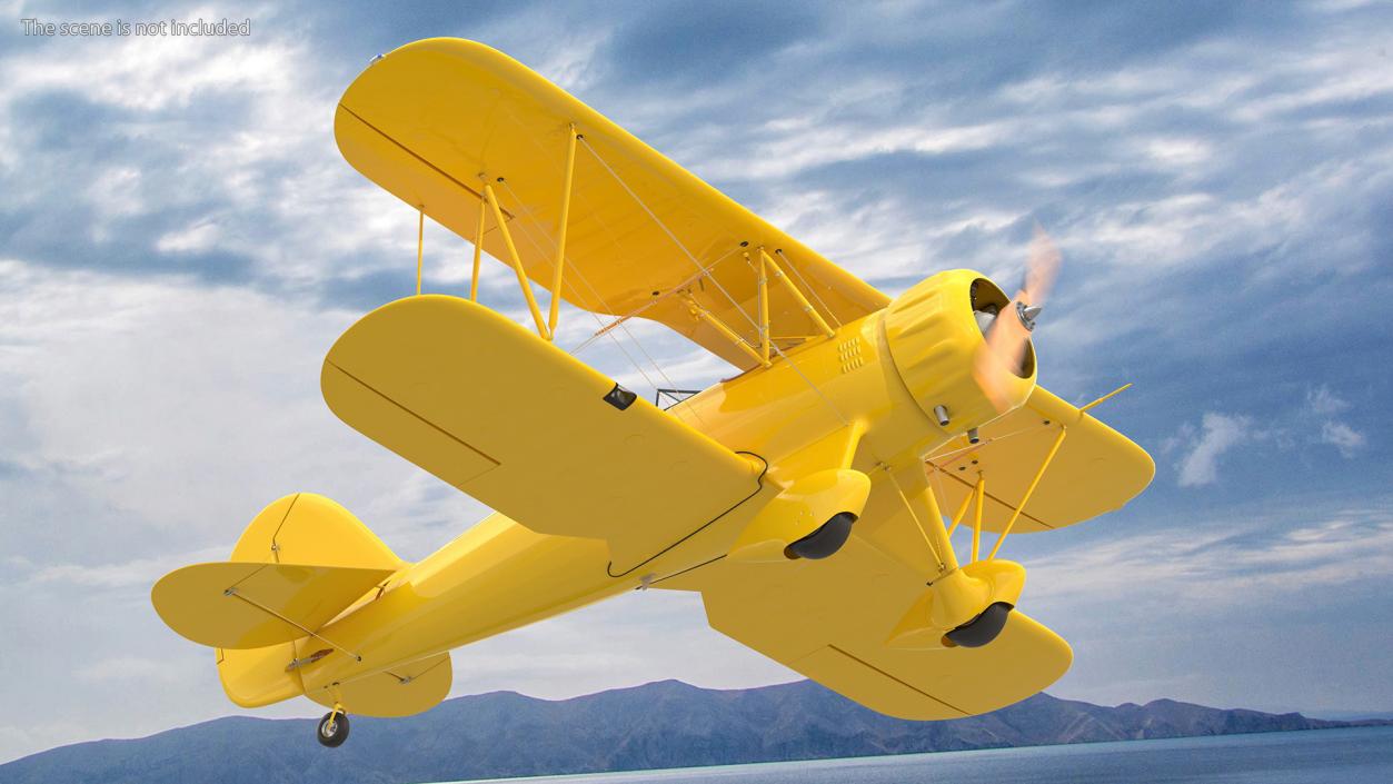 3D model Coastal Biplane YMF-5 Yellow Simple Interrior