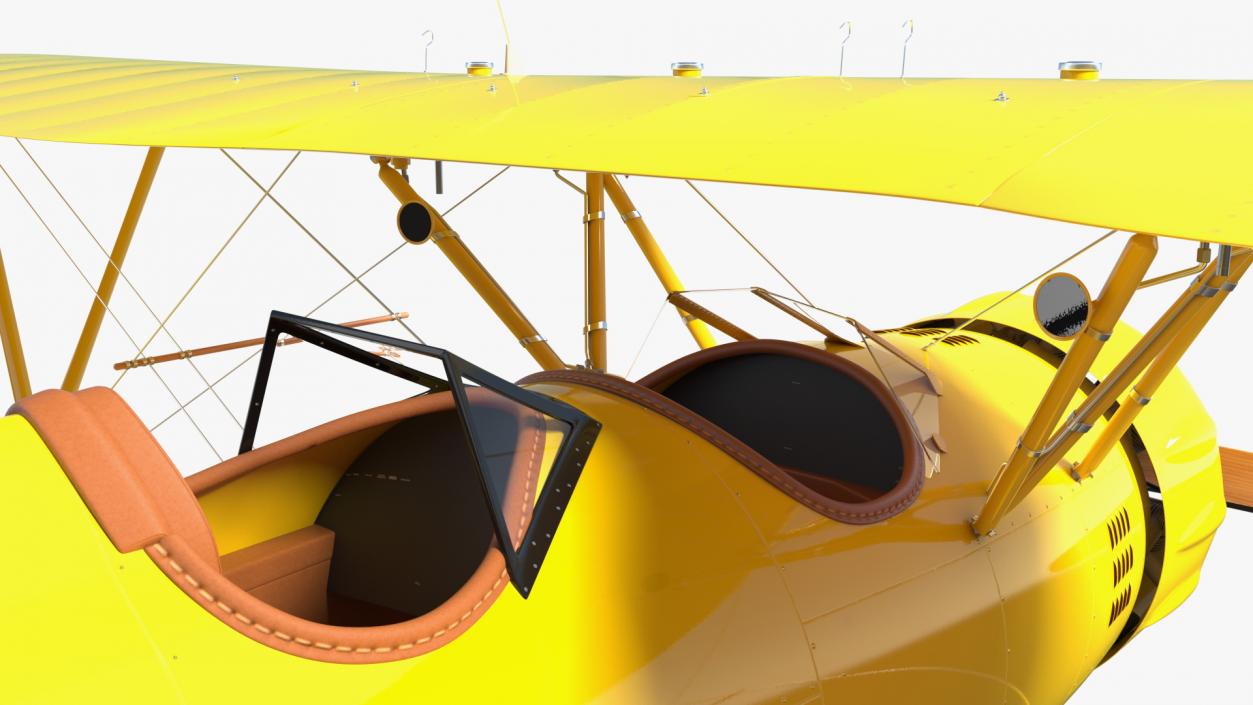 3D model Coastal Biplane YMF-5 Yellow Simple Interrior