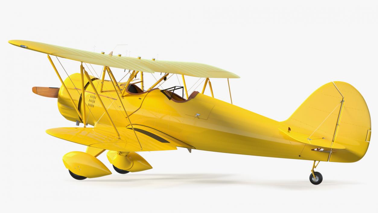 3D model Coastal Biplane YMF-5 Yellow Simple Interrior