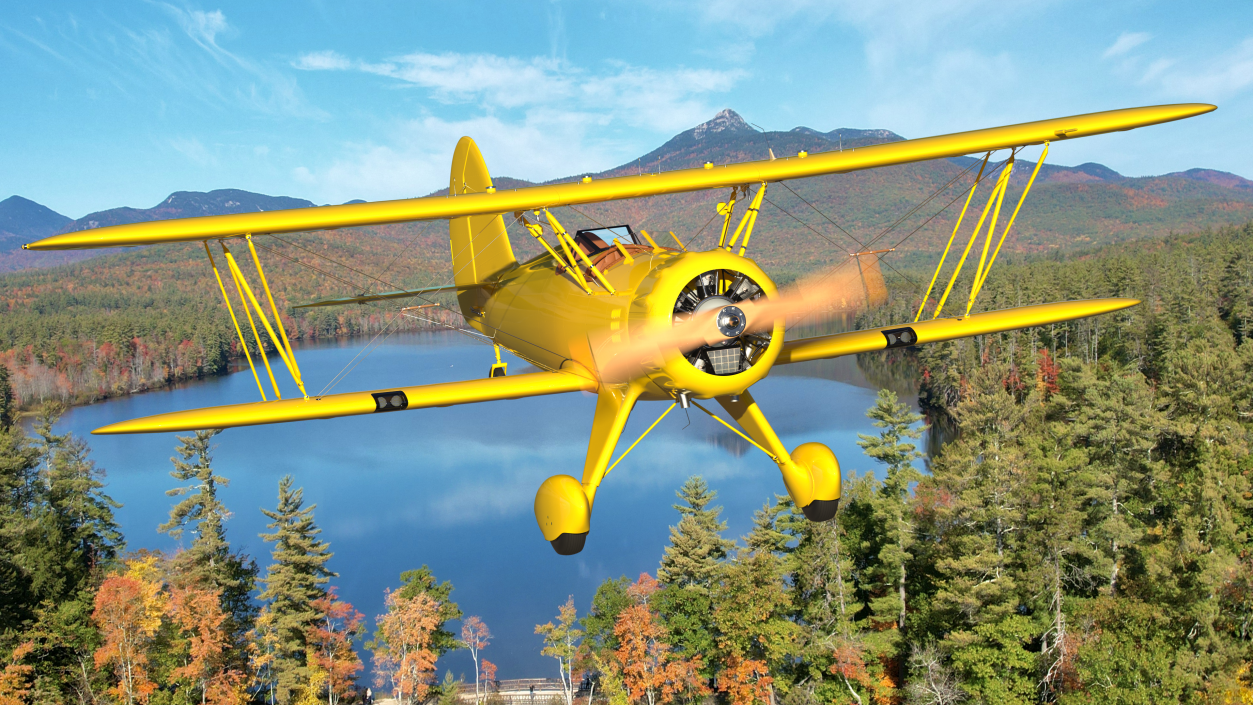 3D model Coastal Biplane YMF-5 Yellow Simple Interrior