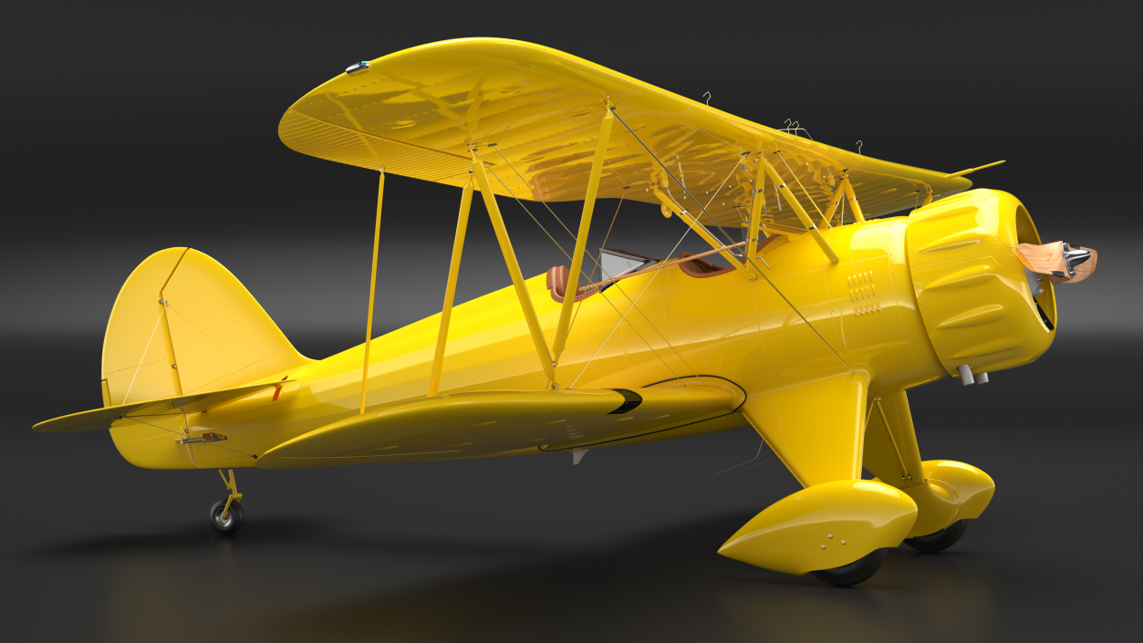 3D model Coastal Biplane YMF-5 Yellow Simple Interrior