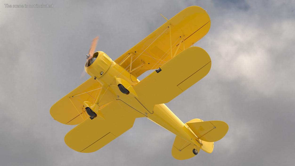 3D model Coastal Biplane YMF-5 Yellow Simple Interrior