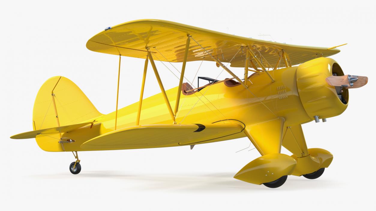 3D model Coastal Biplane YMF-5 Yellow Simple Interrior