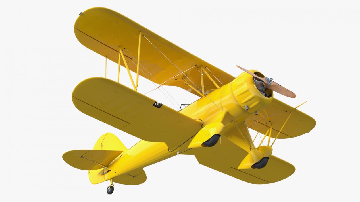 3D model Coastal Biplane YMF-5 Yellow Simple Interrior